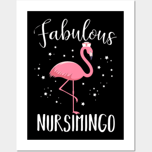 Fabulous Nursimingo Pink Flamingo Funny Nurse Gift Posters and Art